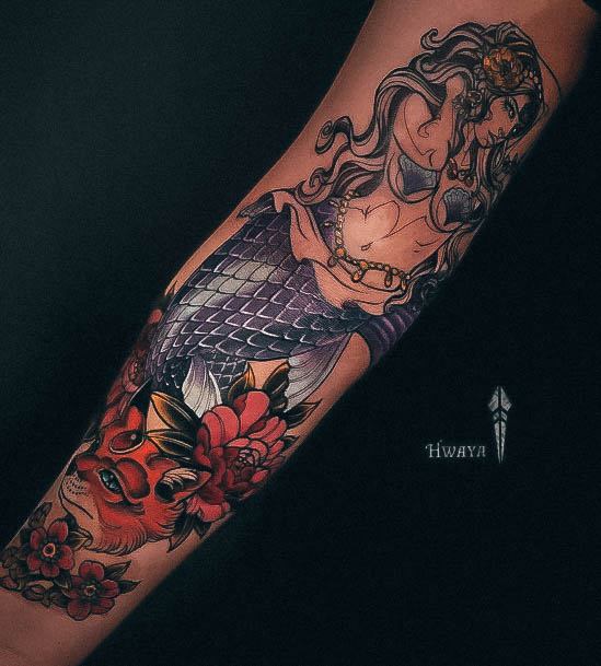 Sea Mermaid Tattoos For Girls