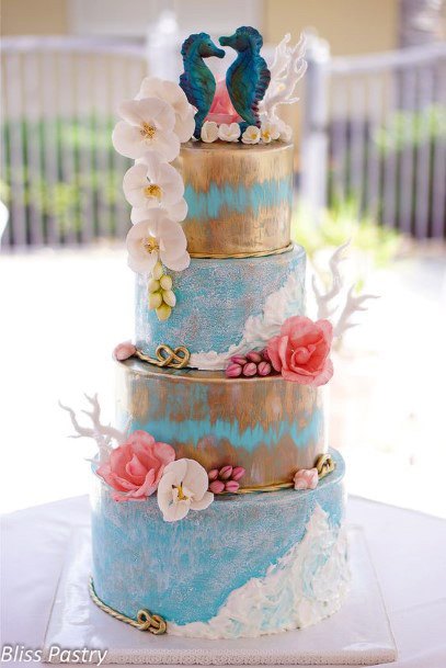 Seahorse Couple Beach Wedding Cake Women