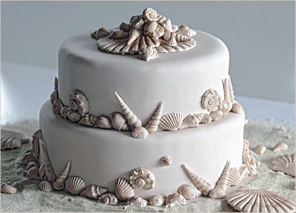 Seashell Decor Wedding Cake Beach Wedding Ideas