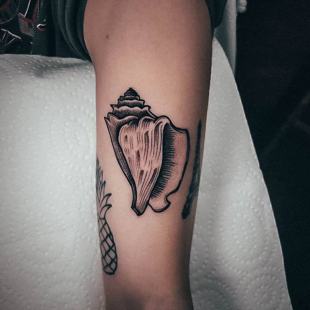 Seashell Tattoo For Ladies