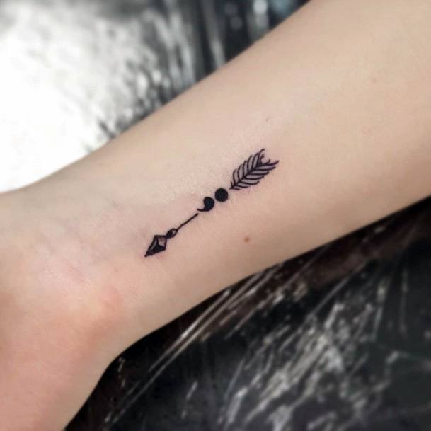 Semicolon And Arrow Tattoo Womens Forearms