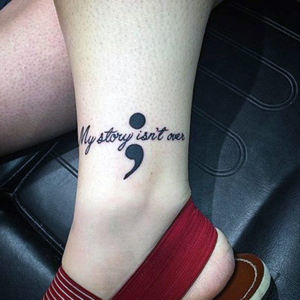 Semicolon And Quote Tattoo Womens Ankles