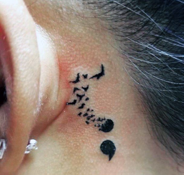 Semicolon Tattoo Womens Ears