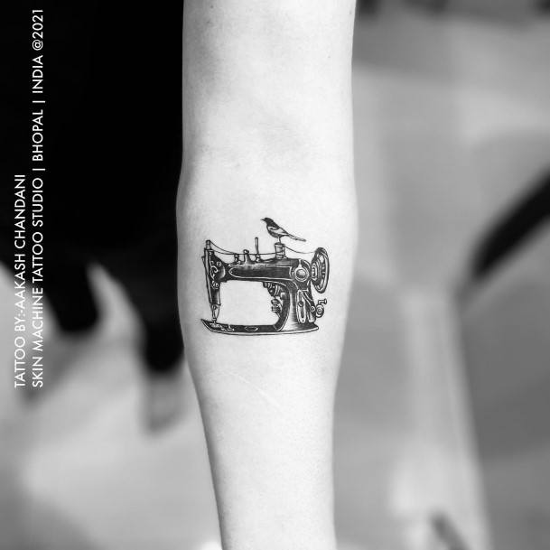 Sewing Machine Tattoo For Ladies