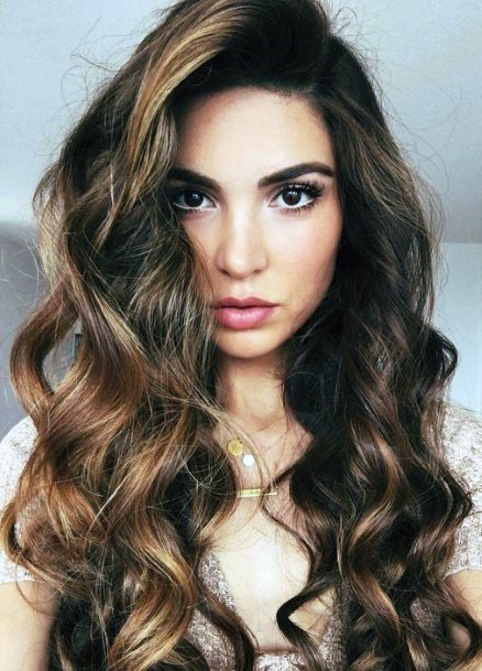 Sexy And Hottest Dark Brown And Caramel Highlighted Womens Hairstyle