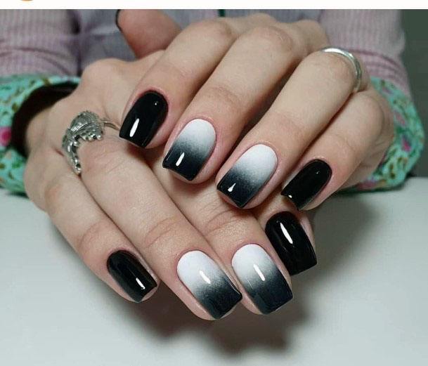 Sexy Black And White Faded Gel Nail Art Design For Women