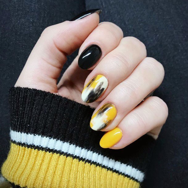 Top 80 Best Black And Yellow Nails For Women - Dramatic Designs