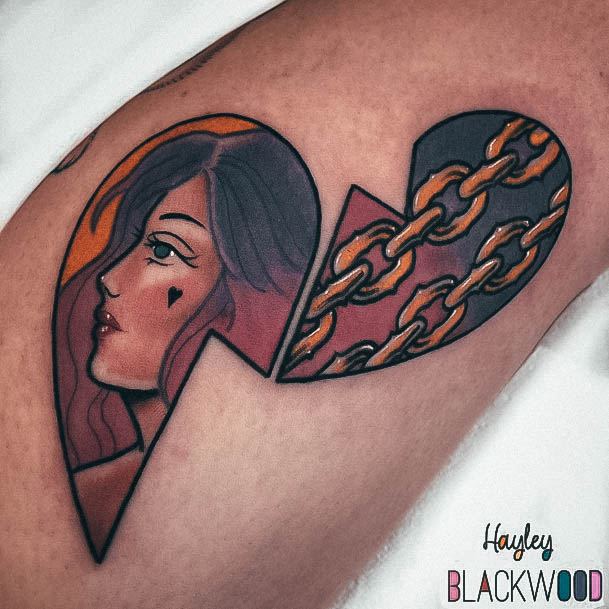 Sexy Broken Heart Tattoo Designs For Women