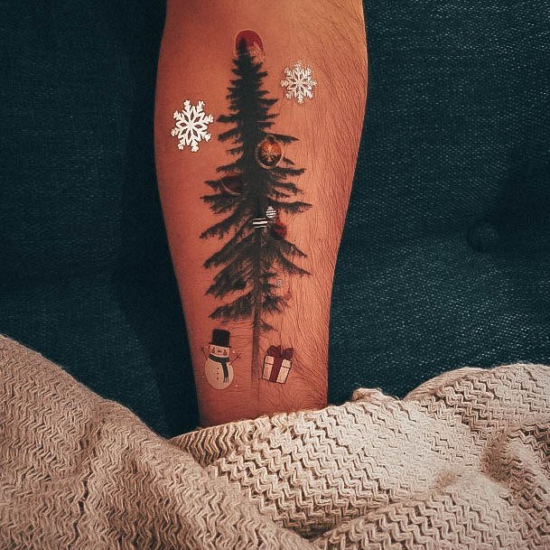 Sexy Christmas Tree Tattoo Designs For Women