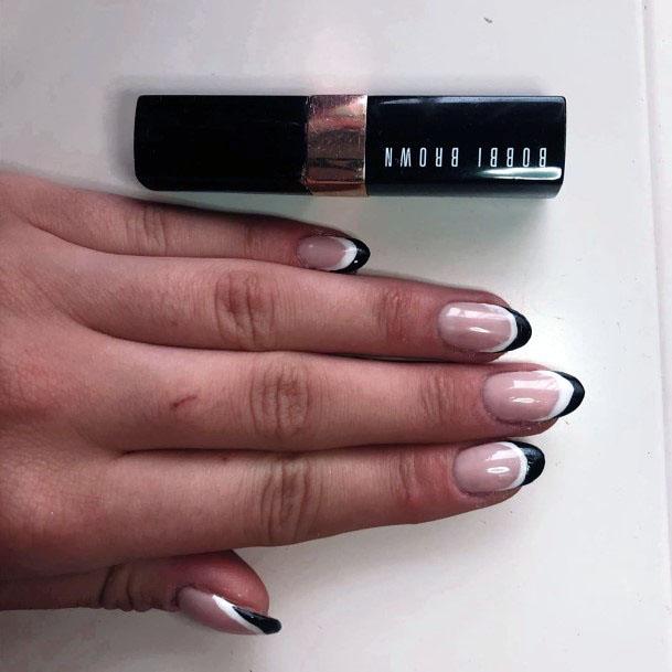 Sexy Classy Black And White Tip Gel Nail For Womens Nails