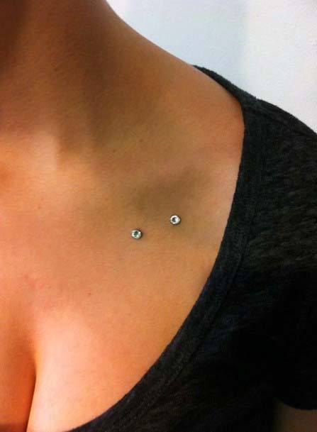 Sexy Classy Collar Bone Dermals Shiny Cool Piercing Ideas For Women