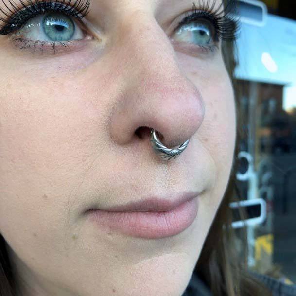 Sexy Cool Silver Hoop Septum Piercing Ideas For Women