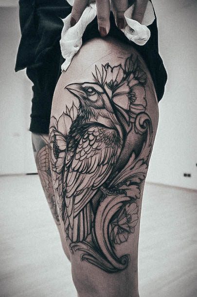 Sexy Crow Tattoo Designs For Women