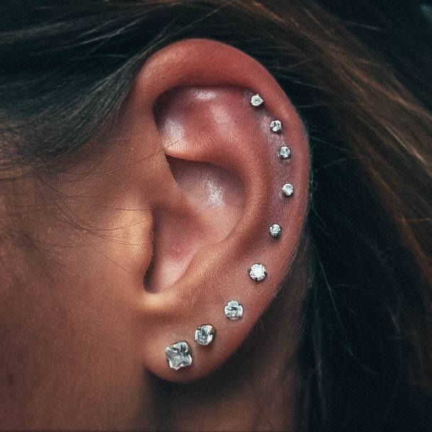 Sexy Dazzling Shiny Diamond Constellation Ear Piercing Design For Girls