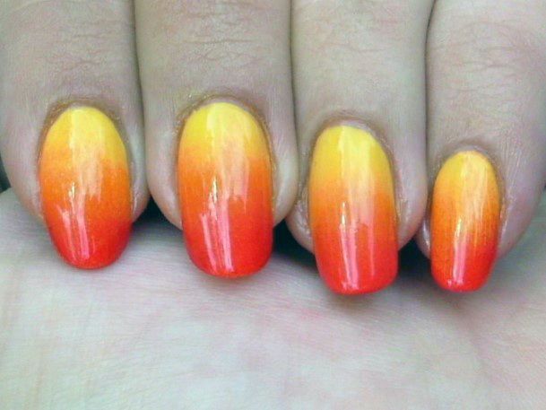 Sexy Fiery Fall Ombre Vibrant Nails Design Inspiration For Ladies