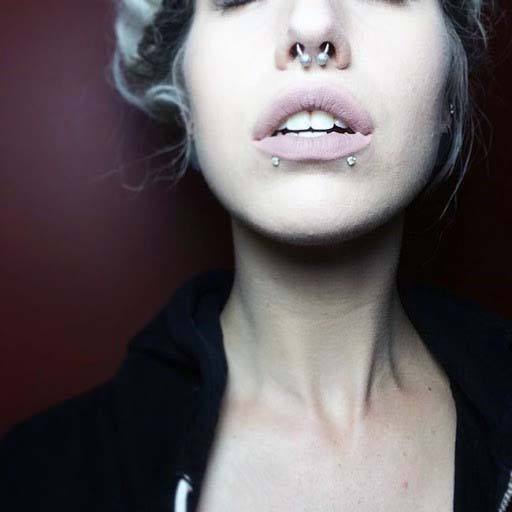 Sexy Flurtatious Double Snake Bite Lip Piercing Design For Women