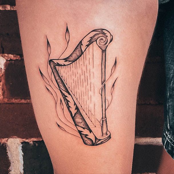 Sexy Harp Tattoo Designs For Women