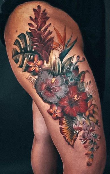 Sexy Hibiscus Tattoo Designs For Women