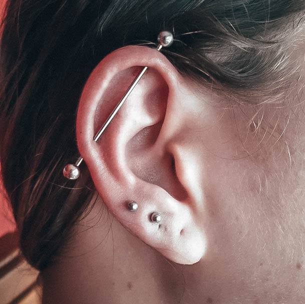 Sexy Industrial Cute Double Lobe Cartilage Ear Piercing Ideas For Women