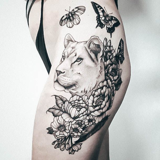 Sexy Lioness Tattoo Designs For Women