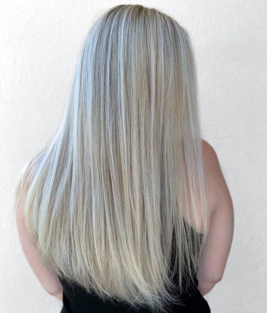 Sexy Platinum Blonde Highlights Womens Hair Sleek Looks