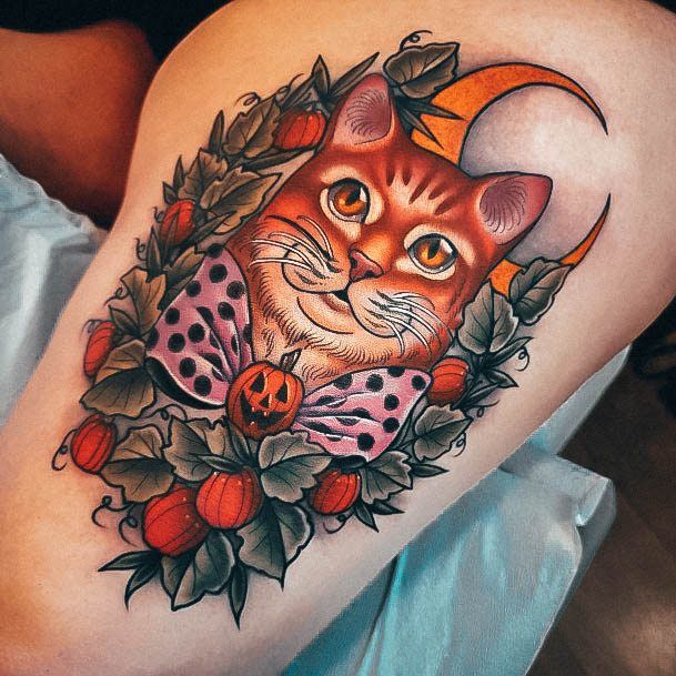 Sexy Pumpkin Tattoo Designs For Women