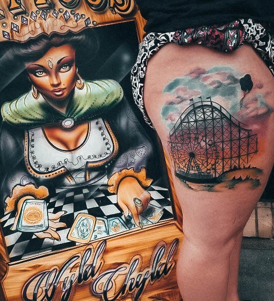 Sexy Rollercoaster Tattoo Designs For Women