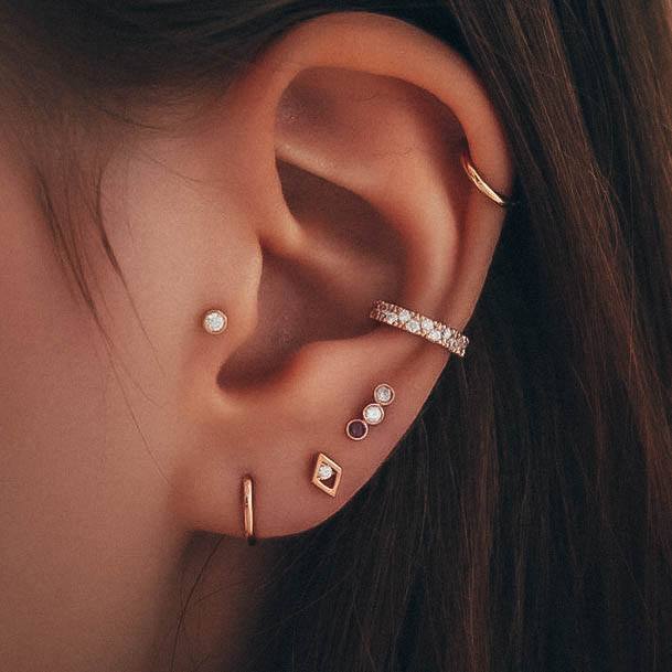 Sexy Sophisticated Constellation Diamond Incrested Hoop Gold Pink White Constellation Piercing Ideas For Women