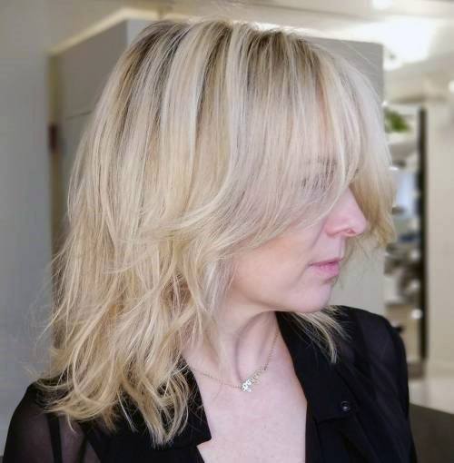 Sexy Wavy Messy Bob Cutrain Bangs Medium Length Hairstyles For Women Over 50