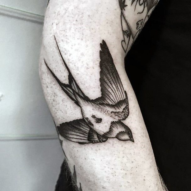 Shaded Black Bird Tattoo Womens Arms