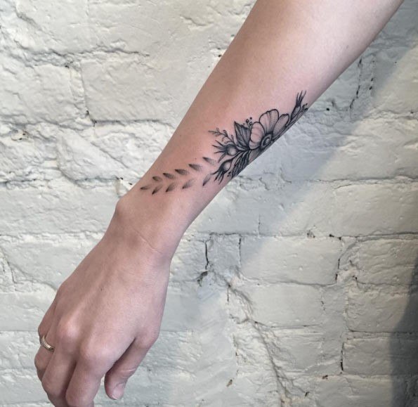 Shaded Black Womens Forearm Tattoo