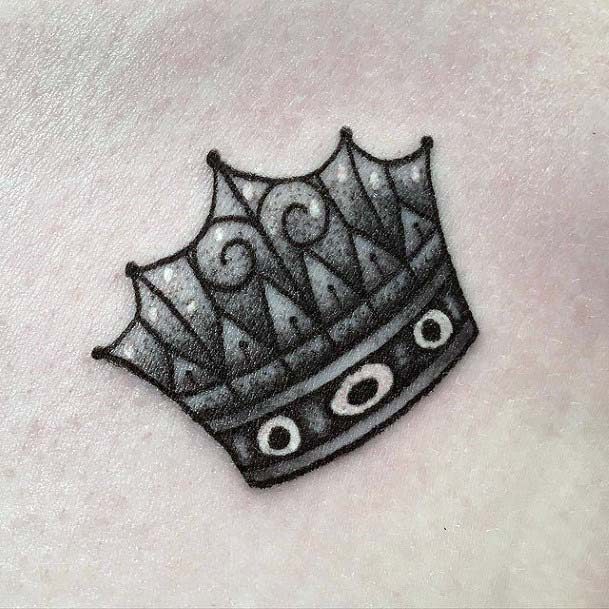 Shaded Grey Crown Tattoo Women