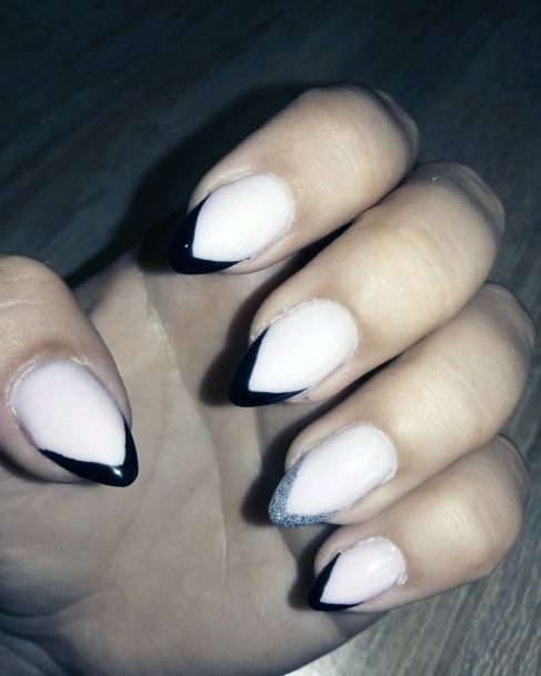 Sharp Black V Tipped Nails Nails Women