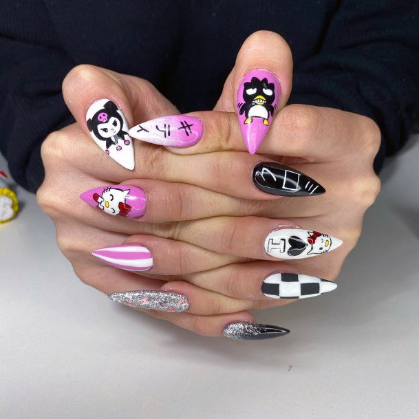 Sharp Edged Hello Kitty Nails