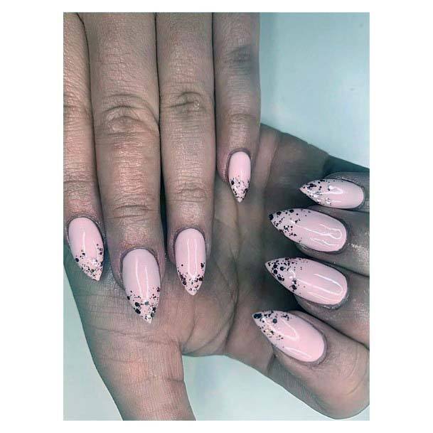 Sharp Nails Light Pink And Glitters