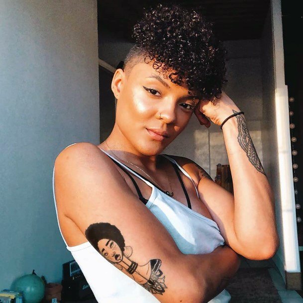 Shaved Sides Curly Mohawk Short Hairstyles For Black Women