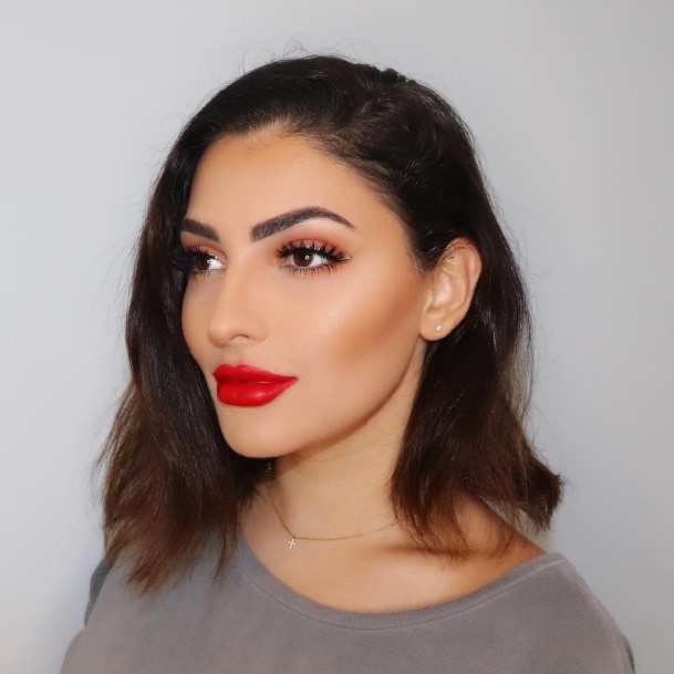 Sheer Bright Red Lipstick Looks Women