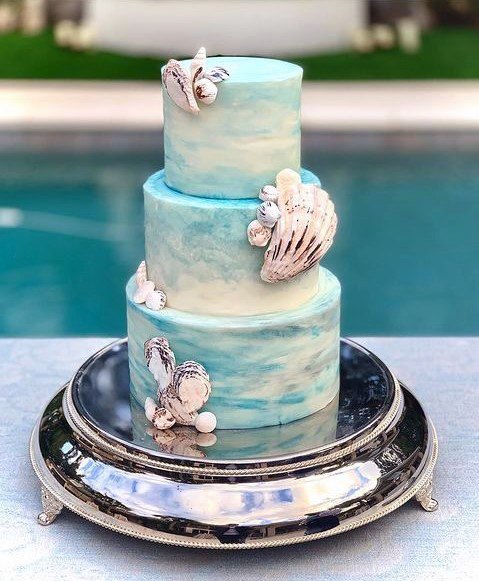 Shell Adorned Beach Wedding Cake Women