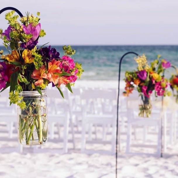 Shepherd Hook Beach Wedding Flowers Vase