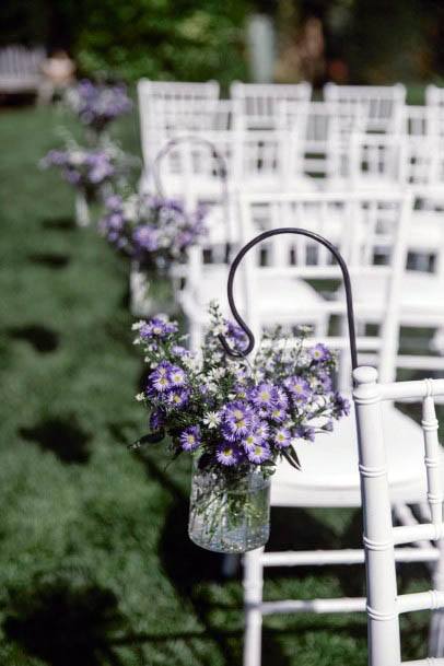 Shepherds Hook Purple Wedding Flower Jar