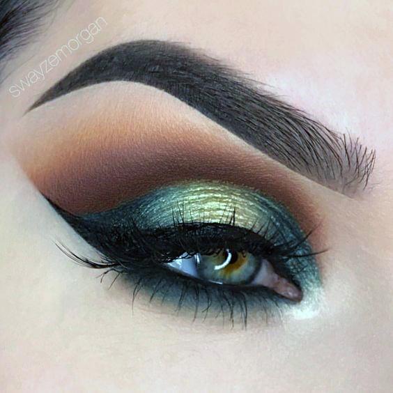 Shining Brown Green Eyeshadow Women