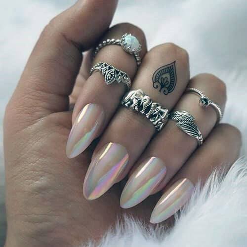 Shining Iridescent Nails Women