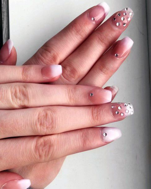 Shining Silver Stones On Nails Women