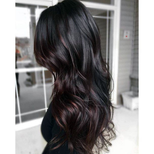 Shiny And Hottest Princess Black And Burgundy Highlighted Womens Hairstyle
