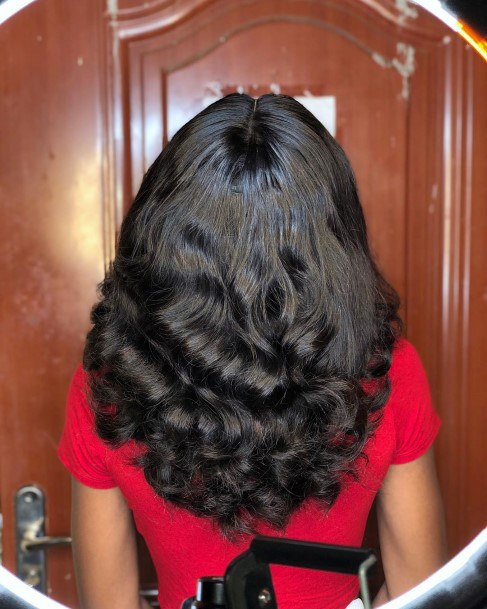 Shiny And Silky Black Bouncy Curls Women’s Hairstyle Idea Inspiration