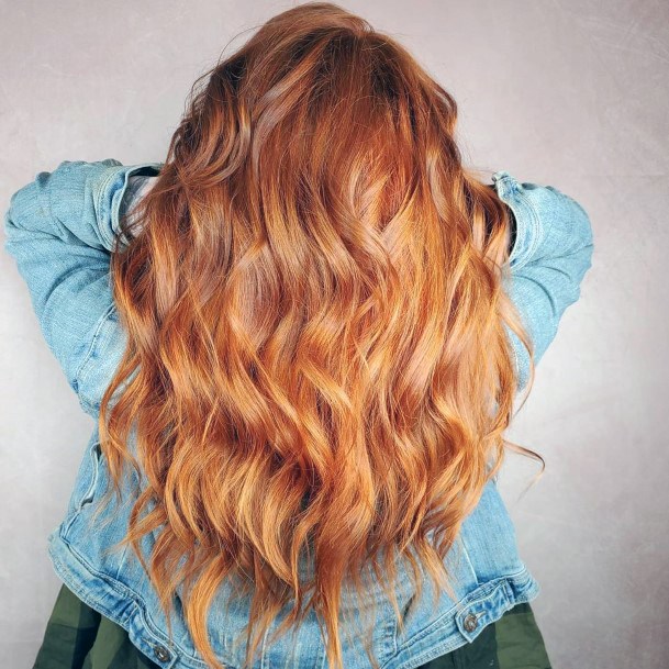 Shiny Auburn Hair With Long Waves Throughout Hairstyle Ideas For Women