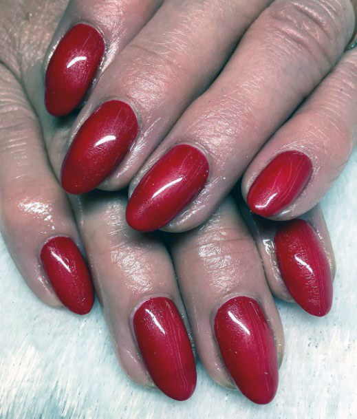 Shiny Bright Red Nails For Women