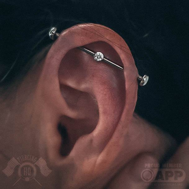Shiny Bright Single Diamond Industrial Bar Cool Ear Piercing Ideas For Women