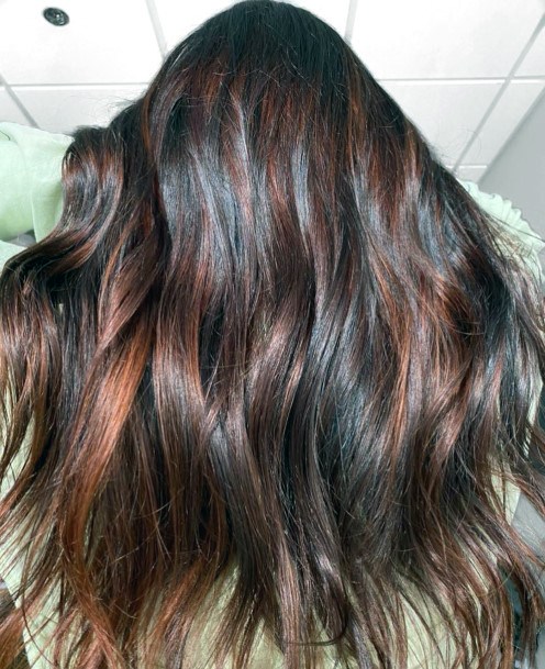 Shiny Brown Red Balayage Hairstyle For Women