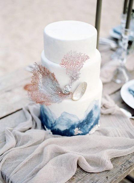 Shiny Decor Beach Wedding Cake Women